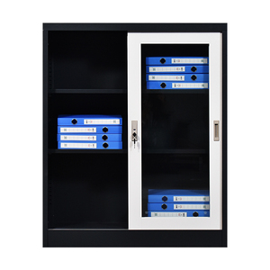 Armoire de rangement à portes coulissantes en acier inoxydable 304, meuble à 2 portes coulissantes en verre - Product Image 3