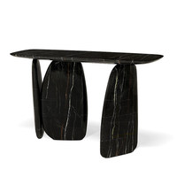 Console moderne de luxe en or entrée couloir salon Villa coin irrégulier ovale portail Console améliorant l'esthétique de