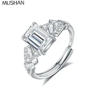Bague de luxe MuShan en argent sterling 925 avec diamant Moissanite, plaqué or véritable 18 carats pour femme, bagues fines brevetées MST