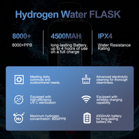 Bouteille d'eau hydrogénée 8000PPB avec stérilisation UV-C, grande capacité 400 ml, batterie 4500 mAh, contrôle intelligent par application, générateur d'eau hydrogénée