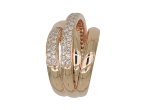 Bague Triple en Acier Inoxydable Plaqué Or et Diamant, Style Hip Hop, Luxe Léger et Exquis - Product Image 2