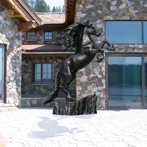 Estátua de cavalo de bronze em tamanho natural correndo em bronze preto