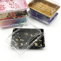 Boîte à sushi carrée jetable en PET YS-03, luxueuse, taille personnalisée, emballage alimentaire japonais, logo/design graphique personnalisé, pain