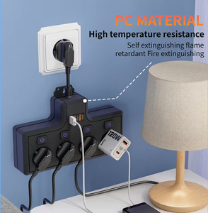 Multiprise Parafoudre Extensible avec USB en Gros Prise Électrique <span class=keywords><strong>EU</strong></span> avec Rallonge - Product Image 3