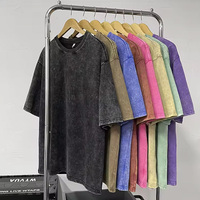 Camiseta de Algodón de 230g con Lavado al Ácido Estilo Vintage, Corte Holgado, Ropa de Calle Unisex, Camiseta de Puro Algodón