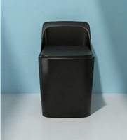 WC monobloc noir mat à siphon en S, technologie jet, céramique moderne gaufrée, chasse d'eau double à fermeture lente, à poser au sol, pour villa