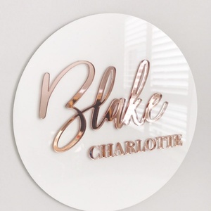 Plaque nominative ronde personnalisée en acrylique vierge pour événements de bébé, logo, signalétique, marque Yageli, forme personnalisable, présentoir - Product Image 4