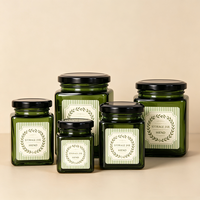 Pot à miel carré de luxe en verre de 50-730 ml, avec couvercle noir à visser, pour confiture, beurre de noix, épices