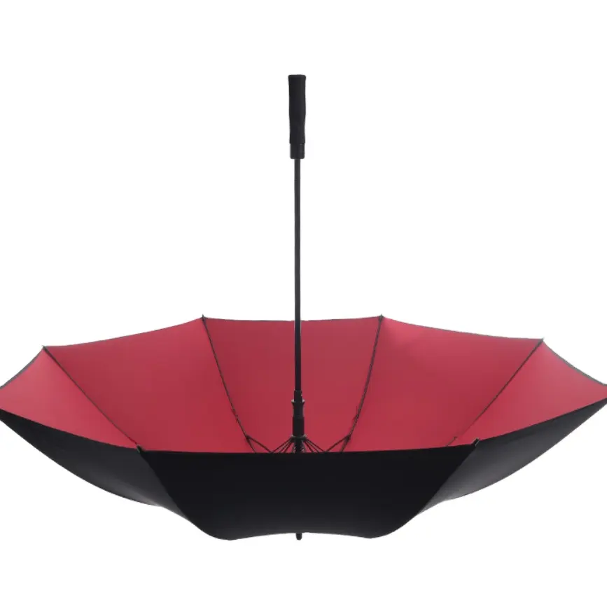 ที่กำหนดเองสีแดงและสีดำร่มร่มสองด้านร่มกอล์ฟสองชั้น