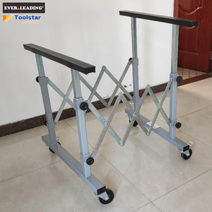 Paire de supports de pare-chocs métalliques robustes réglables avec roues, chariot à levier articulé, caoutchouc antidérapant pour atelier de carrosserie automobile - Product Image 3