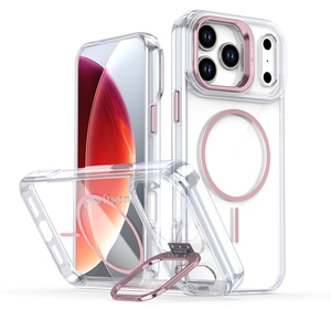 Étui de téléphone magnétique en TPU de haute qualité avec support de charge pour <span class=keywords><strong>iPhone</strong></span> 17 16 15 Pro Max <span class=keywords><strong>12</strong></span>, film de protection d'objectif électroplaqué, sac OPP - Product Image 2