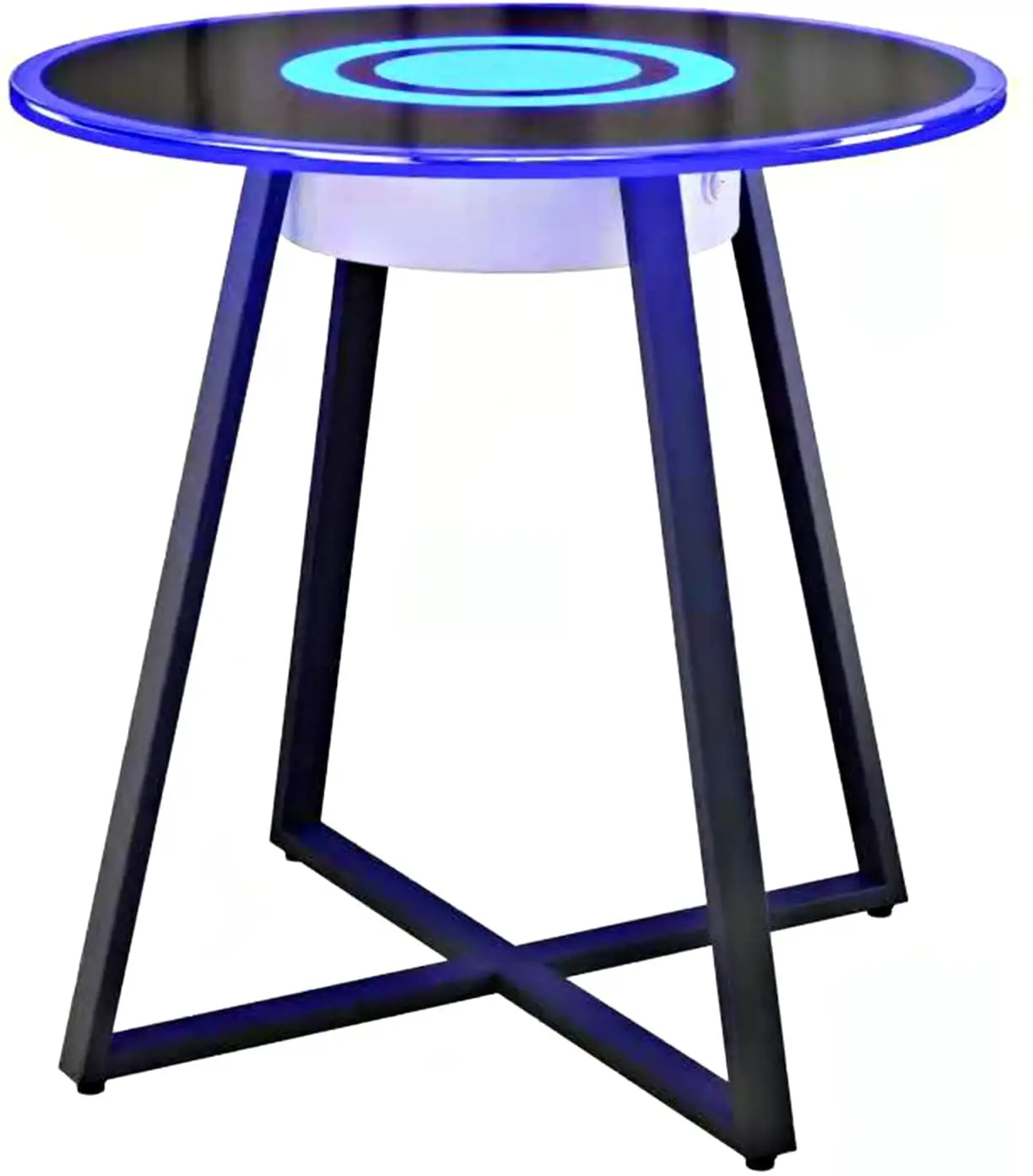 Mesa de centro LED de cristal templado brillante, moderna, con Control táctil, altavoz estéreo HIFI, Bluetooth, música, RGB, mesa redonda de té