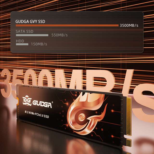 GUDGA Internal NVMe SSD PCIe3.0 M.2 2TB 3500MB/s Plastic