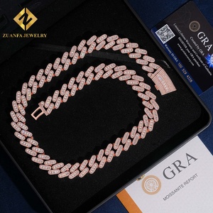 Custom 15mm <b>Iced</b> <b>Out</b> Micro Pave Moissanite Cuban Link <b>Chain</b> Rose Gold Plated 925 Sterling Silver Hip Hop Jewelry For Men - Product Image 4