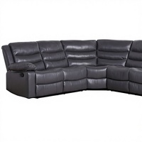 Ensemble de canapé d'angle inclinable moderne et extensible en cuir synthétique avec cadre en bois, télécommande et fonction rafraîchissante pour salon