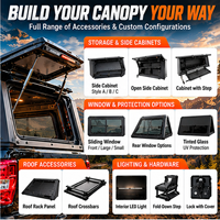 Capot de camionnette noir en aluminium avec lit intégral et boîte de rangement pour RAM 1500 à benne courte, avec armoires latérales et porte arrière