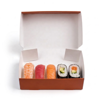 Boîte d'emballage alimentaire personnalisée pour sushis, pliable, à clapet, avec compartiments et support pour coupelles de sauce, idéale pour les plats à emporter