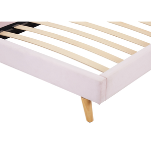 Nuevo Modelo de Cama Matrimonial <span class=keywords><strong>Grande</strong></span> con Estructura de Madera Maciza y Tapizado de Tela Rosa - Product Image 4