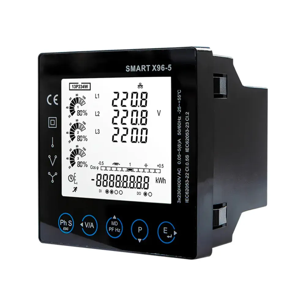 Akıllı X96-5F RS485 Modbus üç fazlı Panel elektrik dağıtım için çok fonksiyonlu Panel metre monte