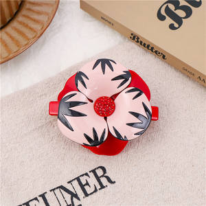 Fermagli per Capelli in Acetato Rosso Stile HONEY di <span class=keywords><strong>Alexander</strong></span>, Fermagli a Molla Retrò Francesi con Cristalli Ceci, Fermagli a Camelia all'Ingrosso - Product Image 3