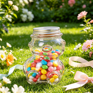 Bocal en verre en forme d'ours au design unique, vide, 50ml, 80ml, 160ml, 300ml, pour bonbons, artisanat DIY, épices, ou comme bocal à vœux, pour cadeaux de fête et cadeaux pour enfants - Product Image 3
