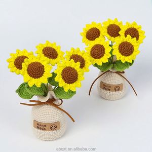 <b>Best</b> Selling Big Crocheted Potted Flower Potting 5 Heads Crochet Sunflower Plant Pot - Product Image 2