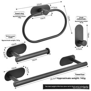 Ensemble de porte-serviettes mural en fer moderne pour salle de bain, finition nickel, pour hôtel, appartement, porte-serviettes de bain, porte-papier toilette - Product Image 4