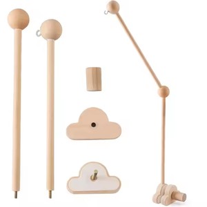 Support de mobile de berceau classique en bois de hêtre avec bras rotatif, accessoire de décoration pour chambre d'enfant pour nouveau-nés garçons et filles - Product Image 1