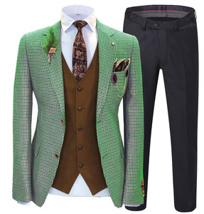 Gran oferta, <span class=keywords><strong>traje</strong></span> de tres <span class=keywords><strong>piezas</strong></span> de <span class=keywords><strong>tweed</strong></span> <span class=keywords><strong>a</strong></span> <span class=keywords><strong>cuadros</strong></span> para hombre, <span class=keywords><strong>traje</strong></span> de hombre marrón Formal de <span class=keywords><strong>3</strong></span> <span class=keywords><strong>piezas</strong></span>, chal ajustado con solapa, padrinos de boda suaves - Product Image 5