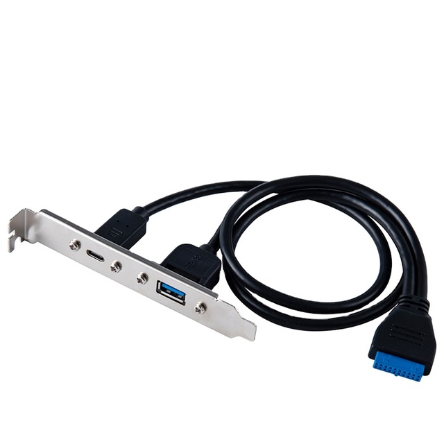 FARSINCE USB 3.0 20PIN Female to USB 3.0 a and USB 3.1 Type C Front Panel Mount Header Female Slot Plate Bracket Adapter Cable