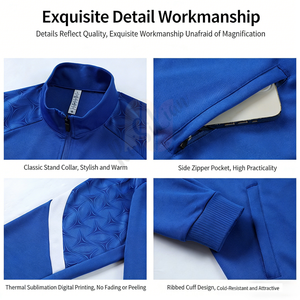 Preisgünstiger Hochwertiger Trainingsanzug Großhandel Langarm Fußball-Jacke Herren Reißverschluss-Jogginganzug - Product Image 6