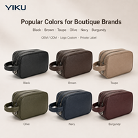 Tas Clutch Pria Custom Bahan Kulit PU, Tas Tangan Resleting Ganda, Dompet Organizer Perjalanan, Produsen Pabrik Label Pribadi OEM ODM