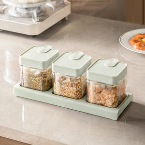 ชุดขวดแก้วบลูไลท์สำหรับใส่เครื่องเทศ ขนาดกลาง ปิดสนิท พร้อมช้อน สำหรับเครื่องปรุงรสแบบแข็ง อุปกรณ์ครัว - Product Image 2