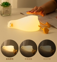 Mini veilleuse de canard plat en silicone souple pour enfant, accessoire de dessin animé