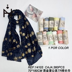 Sciarpa Lunga in Cotone TR Angelina con Stampa Dente di Leone in Lamina d'Oro 70x180cm, Accessorio di Moda - Product Image 3