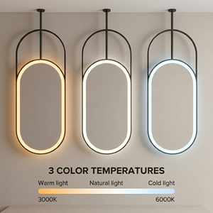 Kingstin กระจก LED แขวนเพดานอัจฉริยะ ทรงรี ห้องน้ำ บลูทูธ เซ็นเซอร์กันฝ้า - Product Image 3