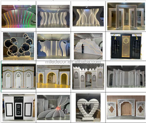 MILE Popular - Juego de 3 Piezas de <span class=keywords><strong>Fondo</strong></span> Rectangular Blanco para Arco, Decoración de <span class=keywords><strong>Fondo</strong></span> para Escenario de Boda de PVC Acrílico - Product Image 6