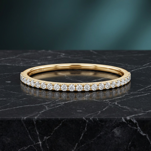 Élégante bague de mariage demi-éternité empilable en diamant de laboratoire rond pour femme en or 10K 14K 18K ou en argent 925 935 - Product Image 1