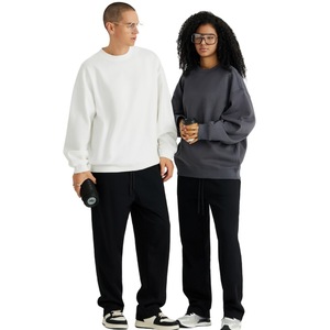 OEM Plush <b>Jogger</b> Hoodie Wholesale High Quality Plain Dyed <b>White</b> Crewneck Cotton - Product Image 6
