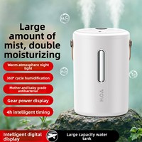 Nouvel humidificateur portable 2026 à double pulvérisation en plastique, rechargeable par USB, batterie intégrée, grande capacité, silencieux, à pulvérisation constante, pour usage domestique, garantie 1 an