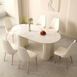 Mesa de Centro de Estilo Francés de Dubái, Mesa de Centro de Lujo Moderno Estilo Wabi-Sabi, Mesa Ovalada Pequeña para Familia - Product Image 6