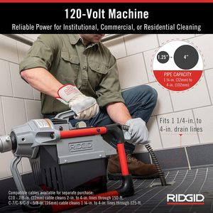 Máquina de limpieza de drenajes seccionales RIDGID K-60SP-SE de 120 voltios, capacidad para tuberías de 1.25 a 4 pulgadas, uso comercial y residencial - Product Image 1