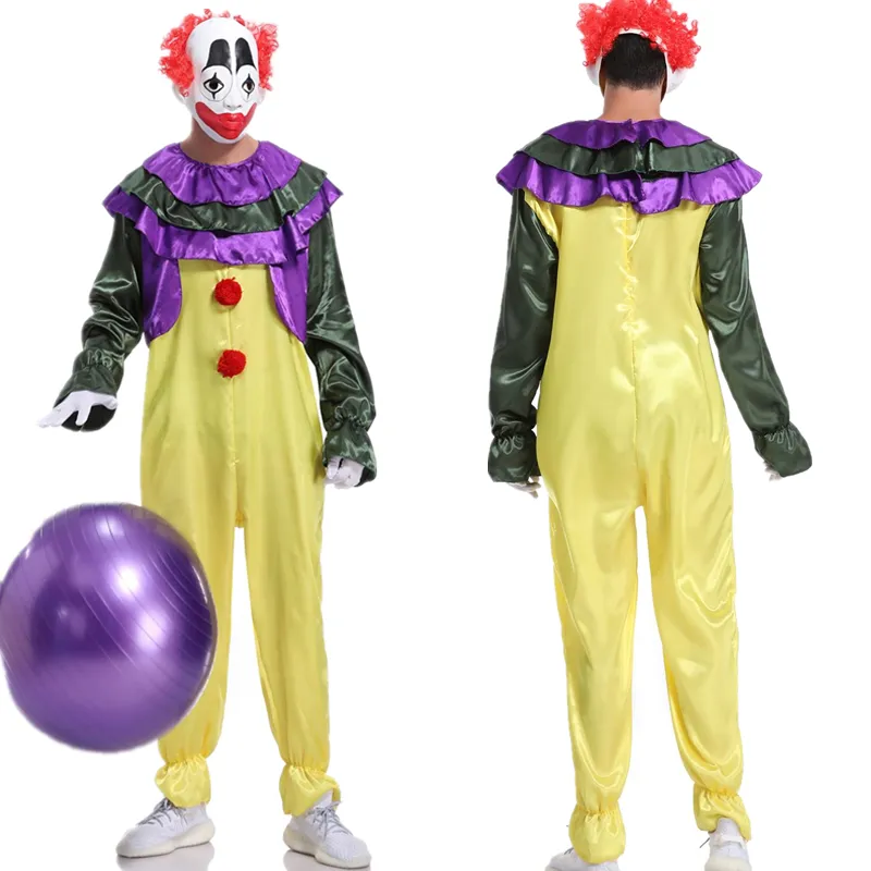 Man carnival funny cosplay costume circus clown fancy costumes