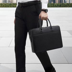 Porte-documents pour homme en cuir de vache véritable de haute qualité, grande capacité, sac d'affaires pour ordinateur portable de 15 pouces, sac en cuir multifonctionnel pour les trajets quotidiens - Product Image 5