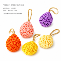 Éponge de bain personnalisée OEM avec cordon de suspension, éponge de douche pour le lavage du corps, éponge de bain colorée pour enfants et adultes