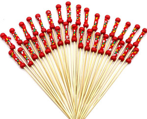 Bâtons de hamburger en bambou décoratifs à double perles tissées traditionnelles nationales - Product Image 1