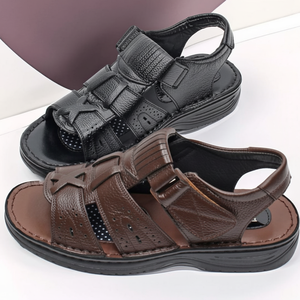 Sandali giornalieri estivi da uomo scarpe con Zip in pelle pieno fiore - Product Image 1