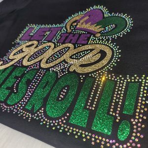 Fer à repasser en gros sur les transferts de strass pailletés de Mardi Gras sur les t-shirts (transferts uniquement) - Product Image 4