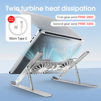 Nouveau support pliable pour ordinateur portable de 11 à 17 pouces, en alliage d'aluminium et plastique, avec deux ventilateurs réglables et éclairage RGB, portable pour bureau
