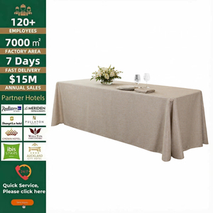 Nappe de banquet rectangulaire en faux lin de qualité supérieure, taille et matériau personnalisables, pour la restauration et l'hôtellerie, en gros, prête à l'emploi - Product Image 3
